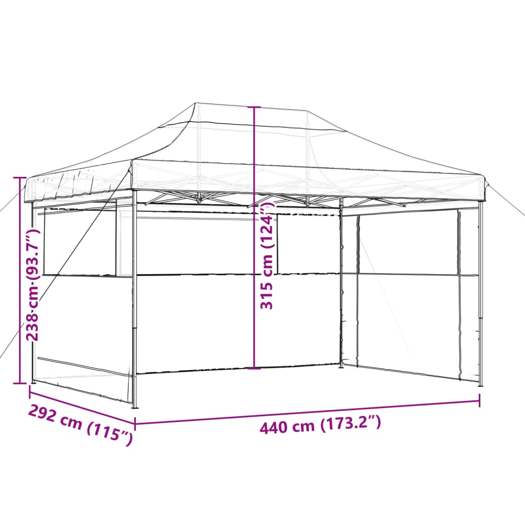 Partytent 440 X 292 X 315 Cm Met Blauwe Frame