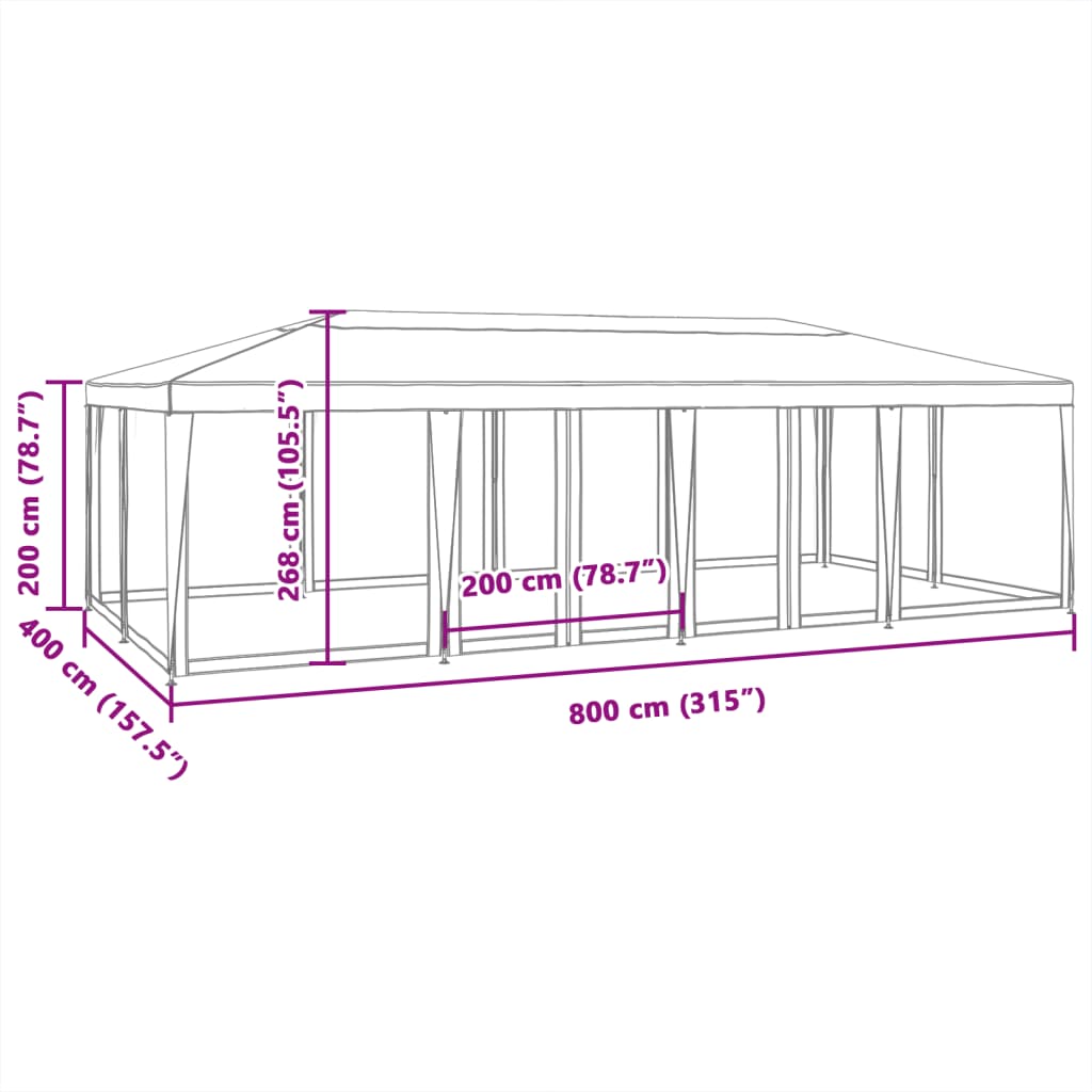 Partytent Met 12 Mesh Zijwanden Hdpe
