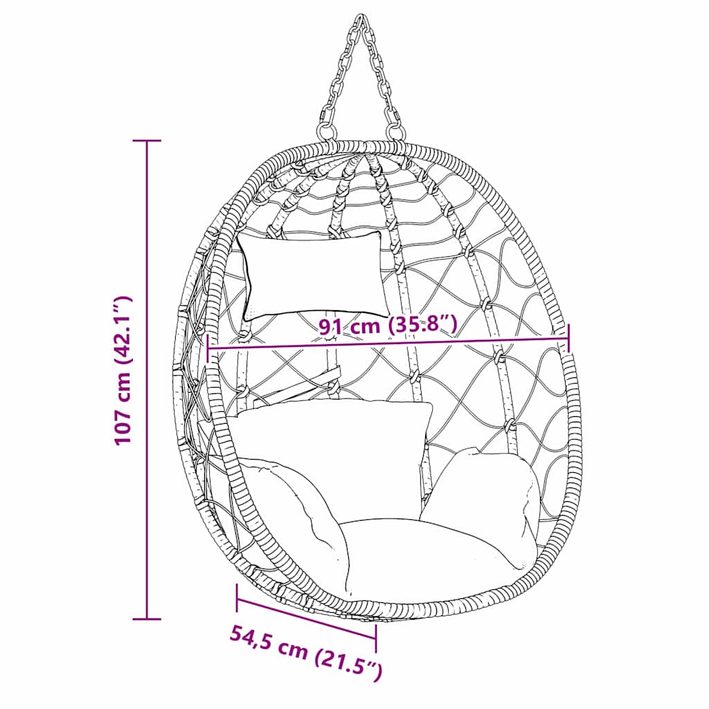 Hangende Ei-Stoel Poly Rattan 91 X 54,5 X 107 Cm