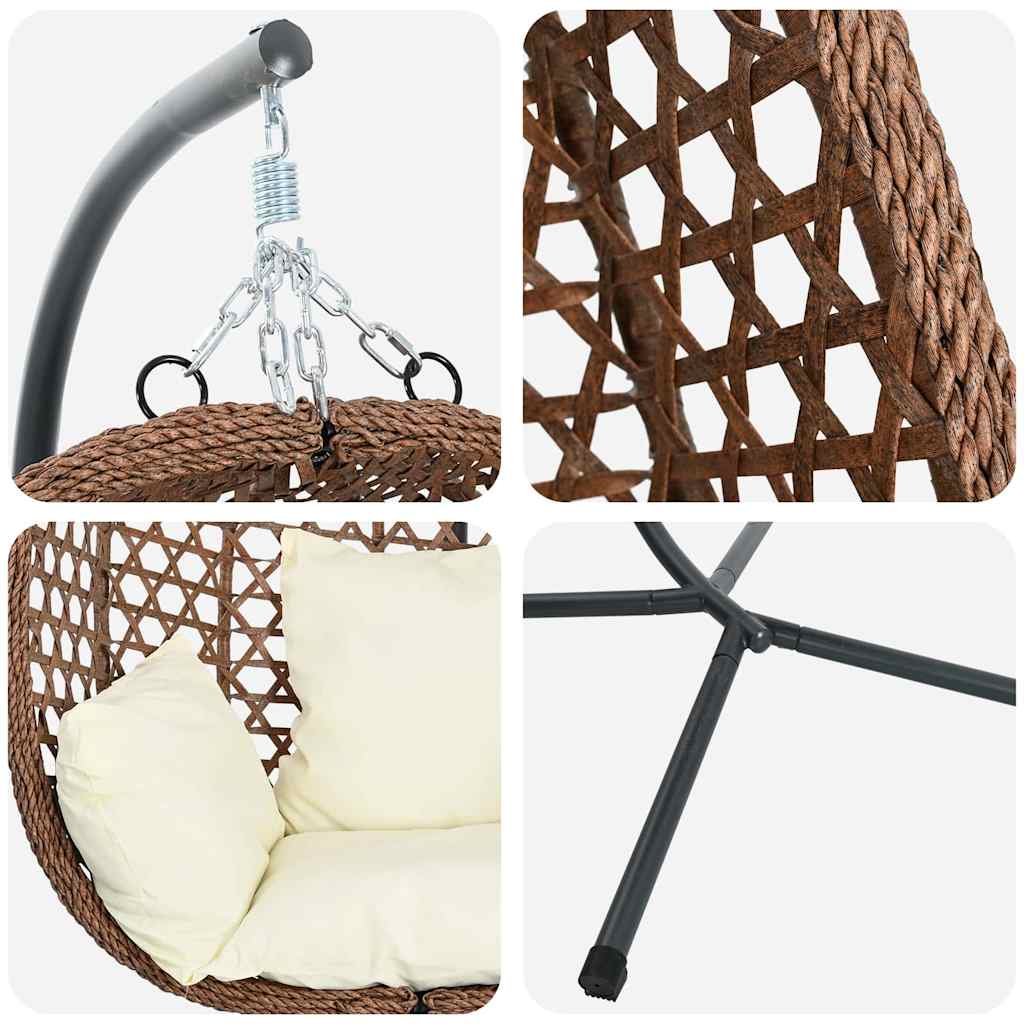 Hangende Ei-Stoel Poly Rattan 104 X 100 X 191 Cm Koffiebruin