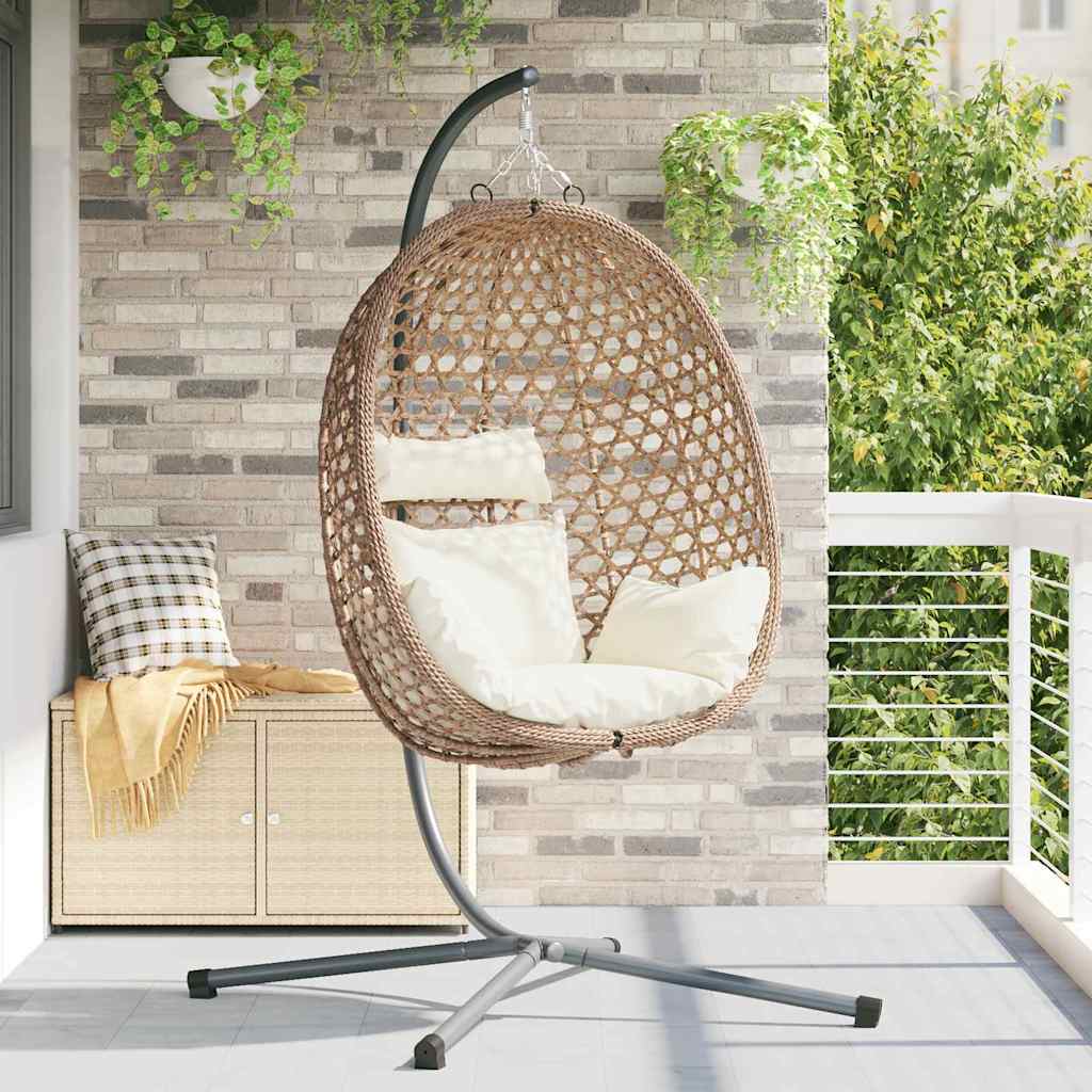 Hangende Ei-Stoel Poly Rattan 104 X 100 X 191 Cm Koffiebruin