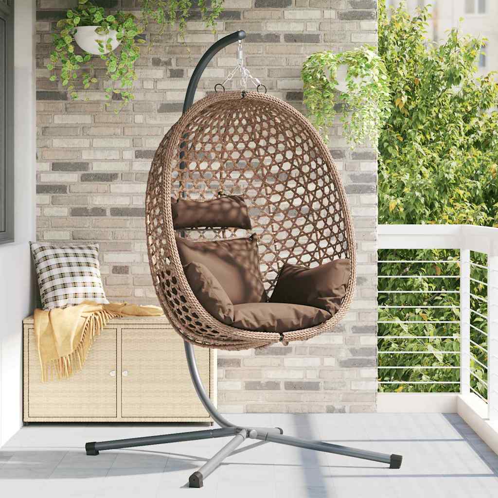Hangende Ei-Stoel Poly Rattan 104 X 100 X 191 Cm Koffiebruin