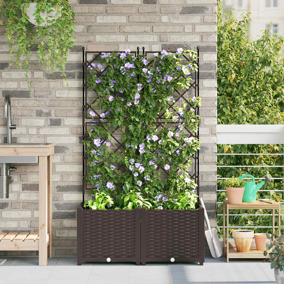 Tuinsteker Met Schutting En Wielen 3 St 120 X 40 X 149 Cm