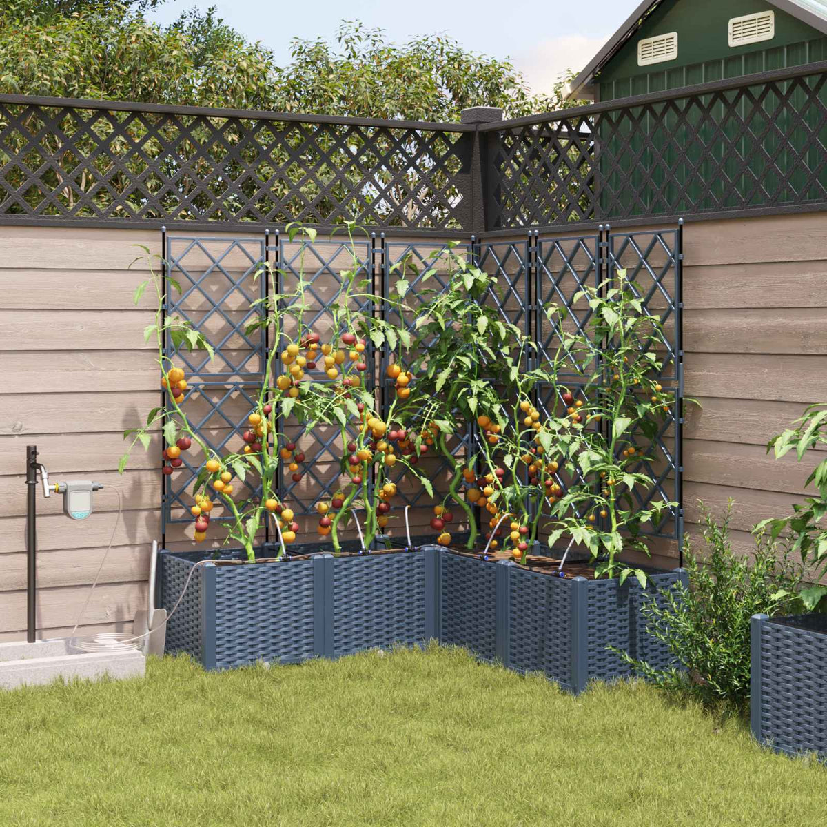 Tuinsteker Met Schutting En Wielen 3 St 120 X 40 X 149 Cm
