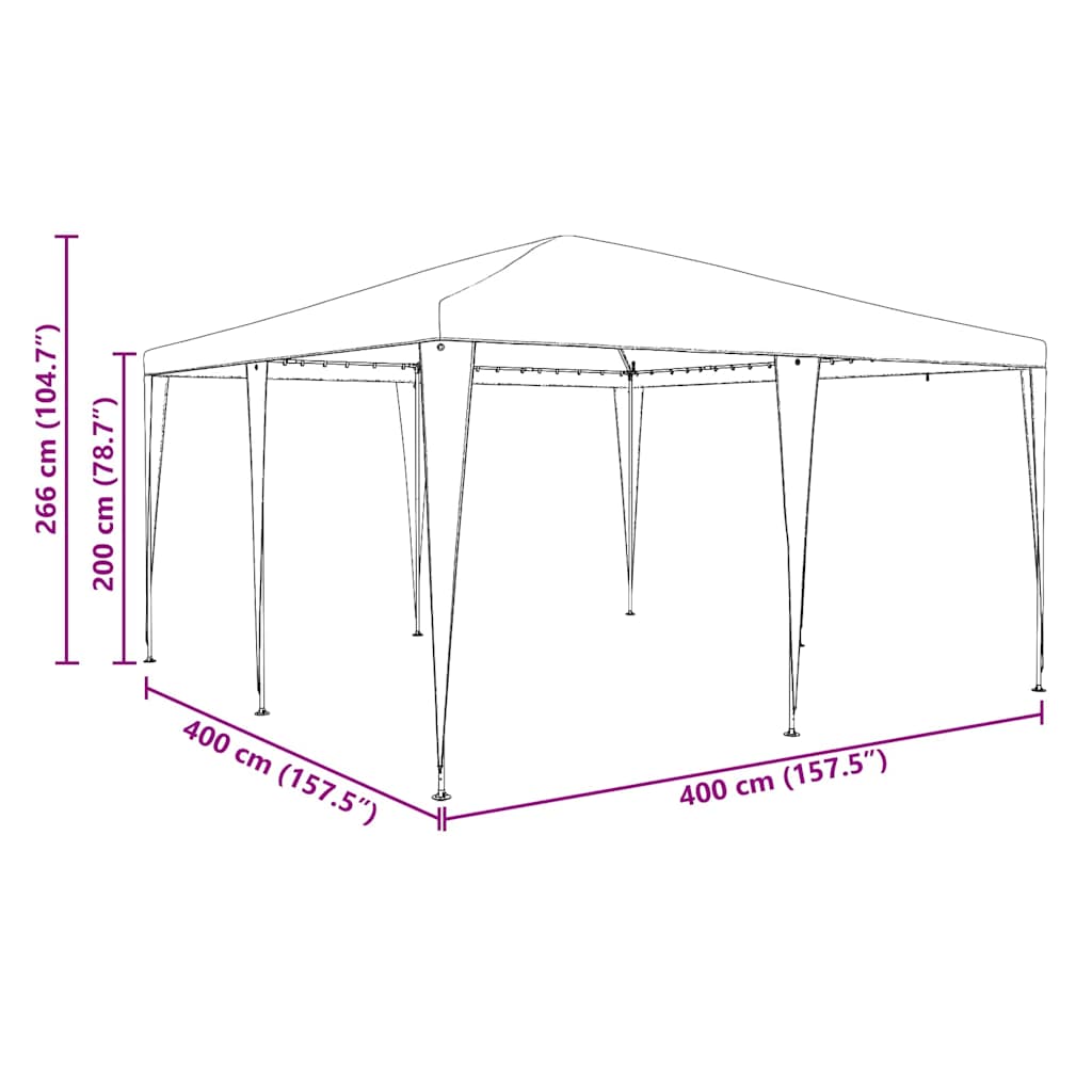 Partytent 400 X 400 X 266 Cm Polyethyleen En Staal