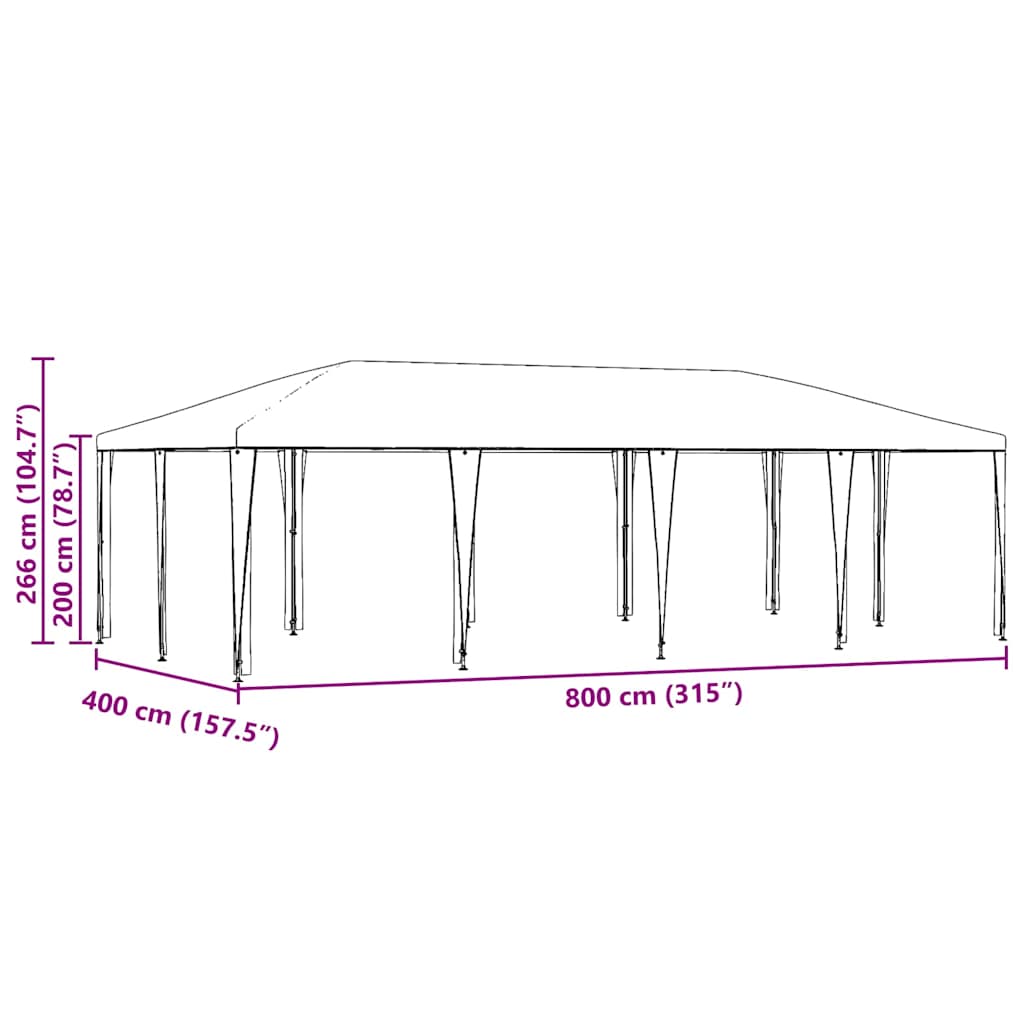 Partytent Wit 800 X 400 X 266 Cm Polyethyleen En Staal