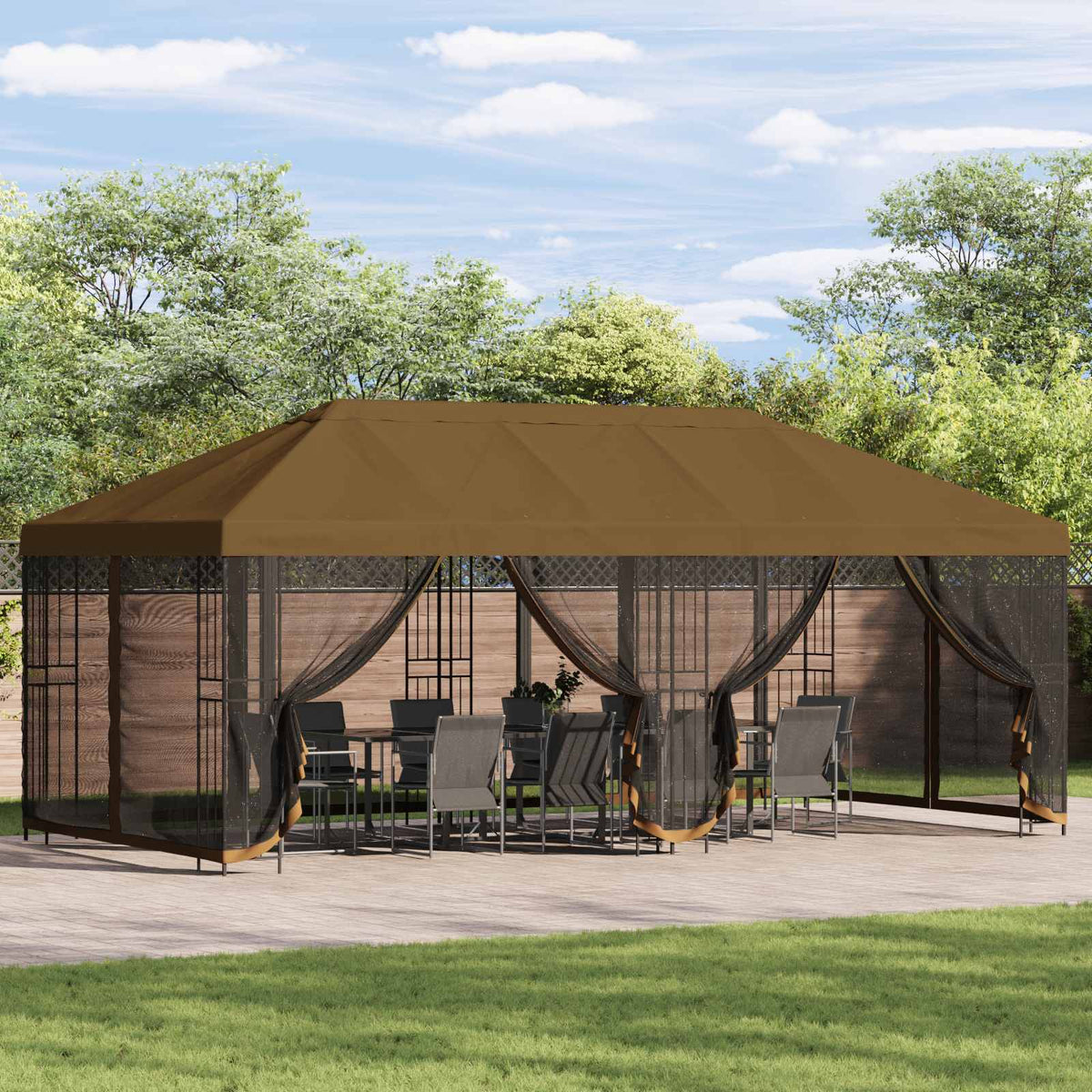 Tuinpaviljoen 6 X 3 M Polyester En Staal 190 Gsm