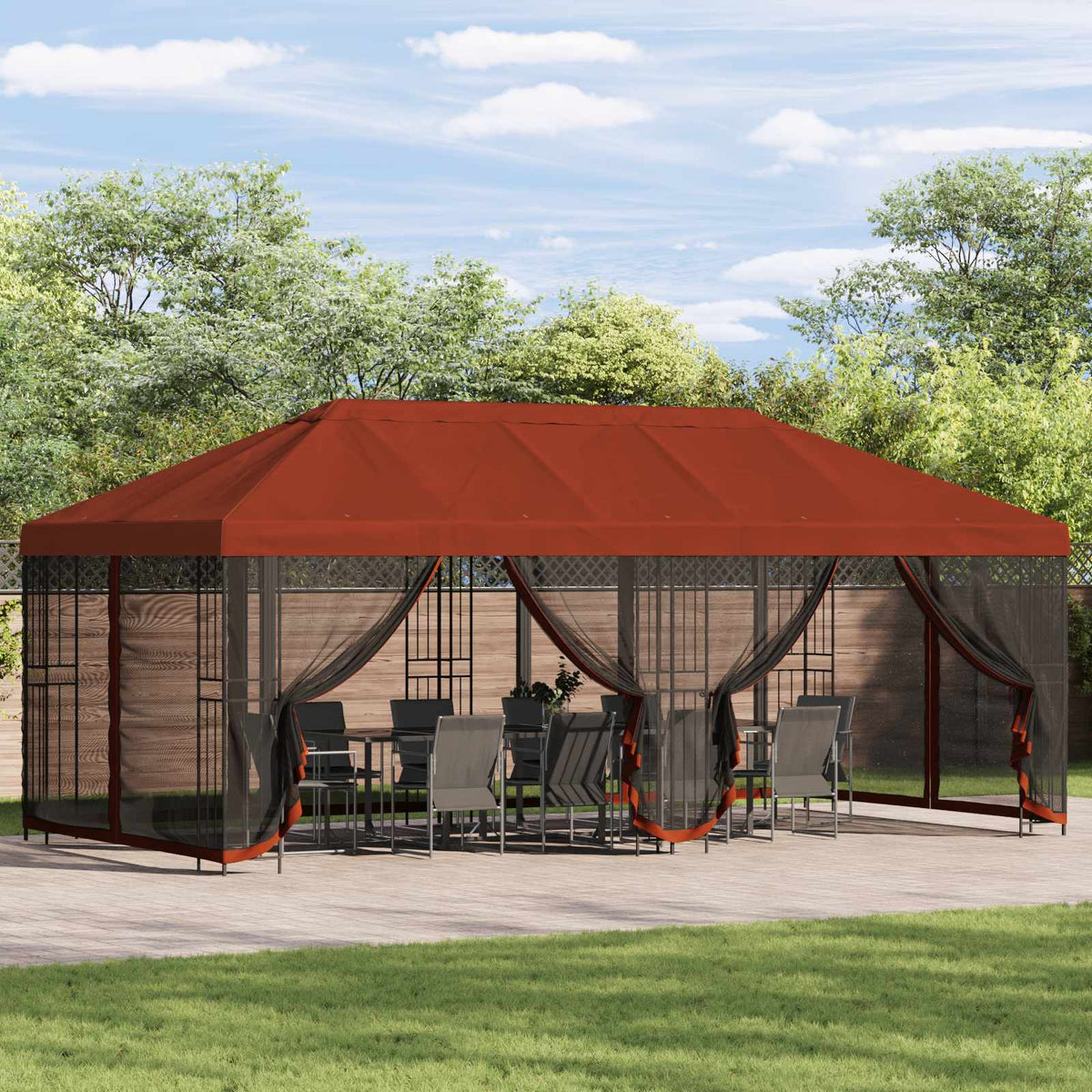 Paviljoen Met Zijwanden 6 X 3 M Polyester En Staal
