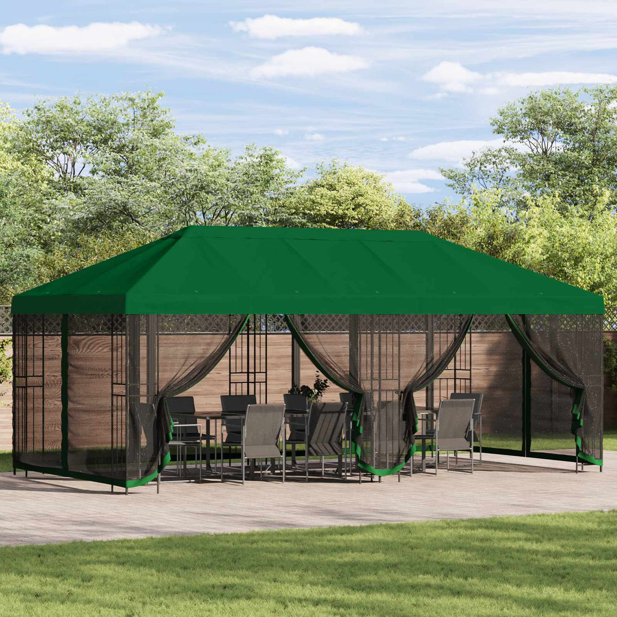 Paviljoen Met Zijwanden 6 X 3 M Polyester En Staal