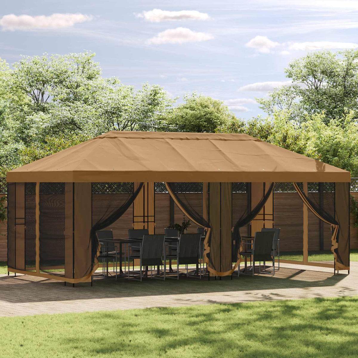 Tuinhuisframe Zonder Tentdoek 6 X 3 M Zwart Staal