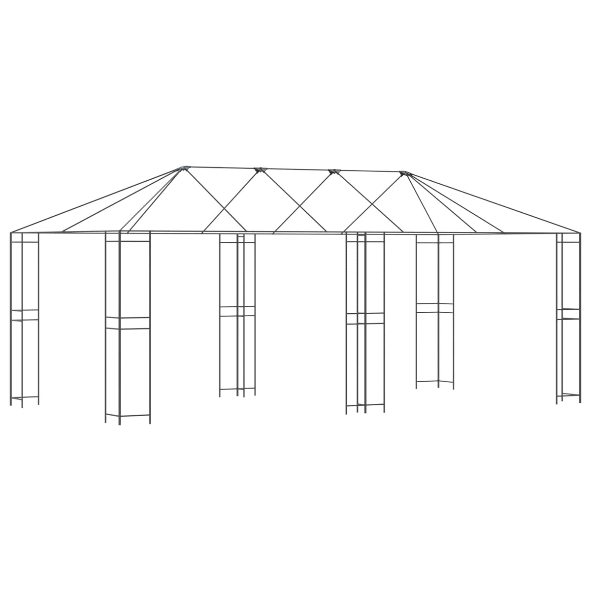 Tuinhuisframe Zonder Tentdoek 6 X 3 M Zwart Staal