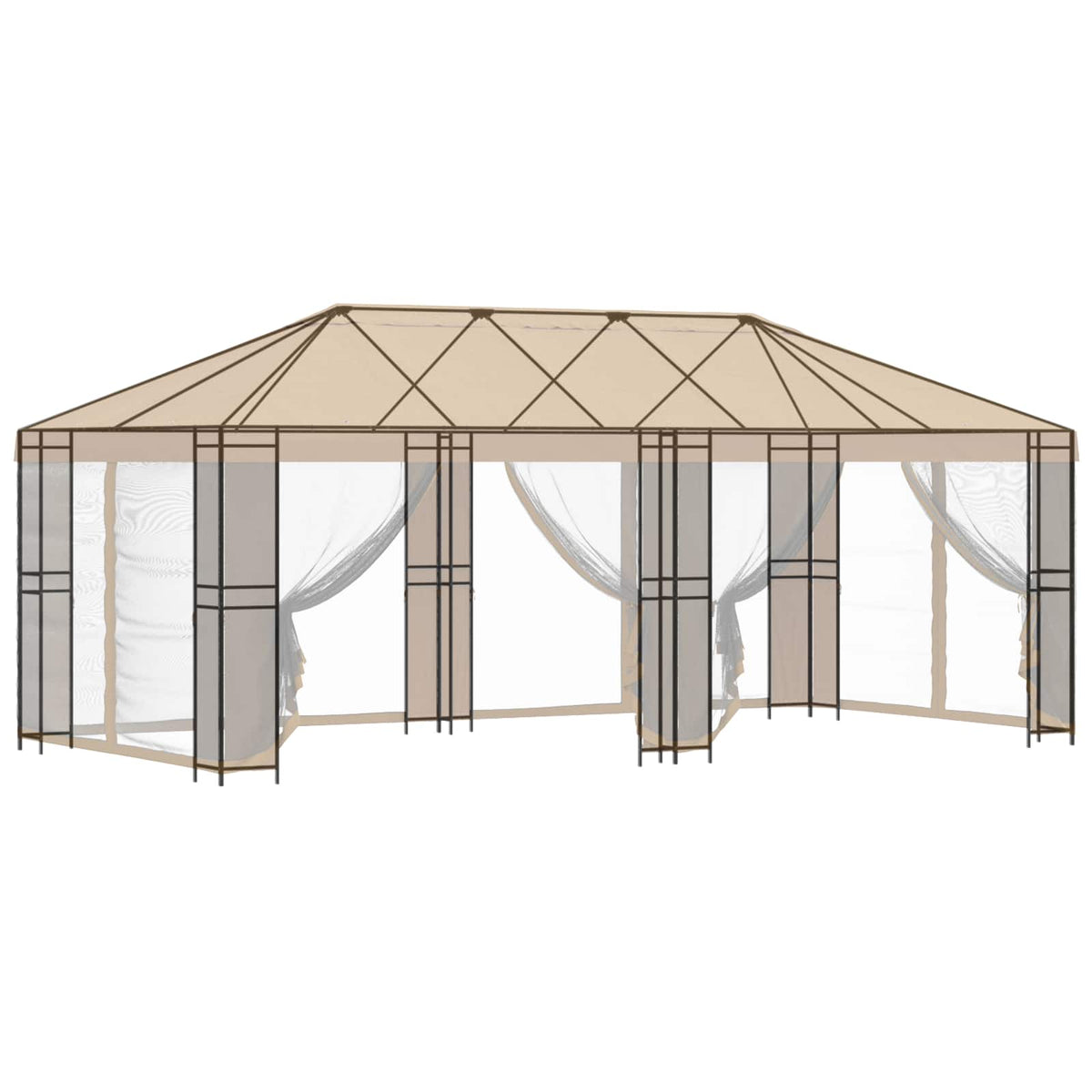 Tuinhuisframe Zonder Tentdoek 6 X 3 M Zwart Staal