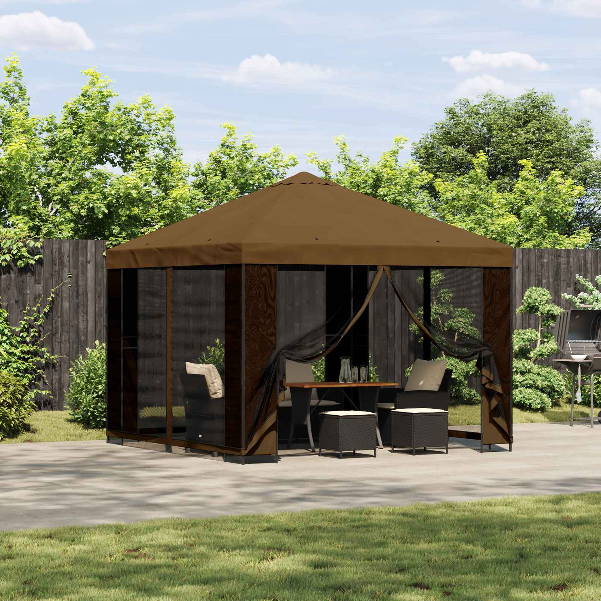 Tuin Gazebo Met Zijwanden 3 X 3 M Polyester En Staal