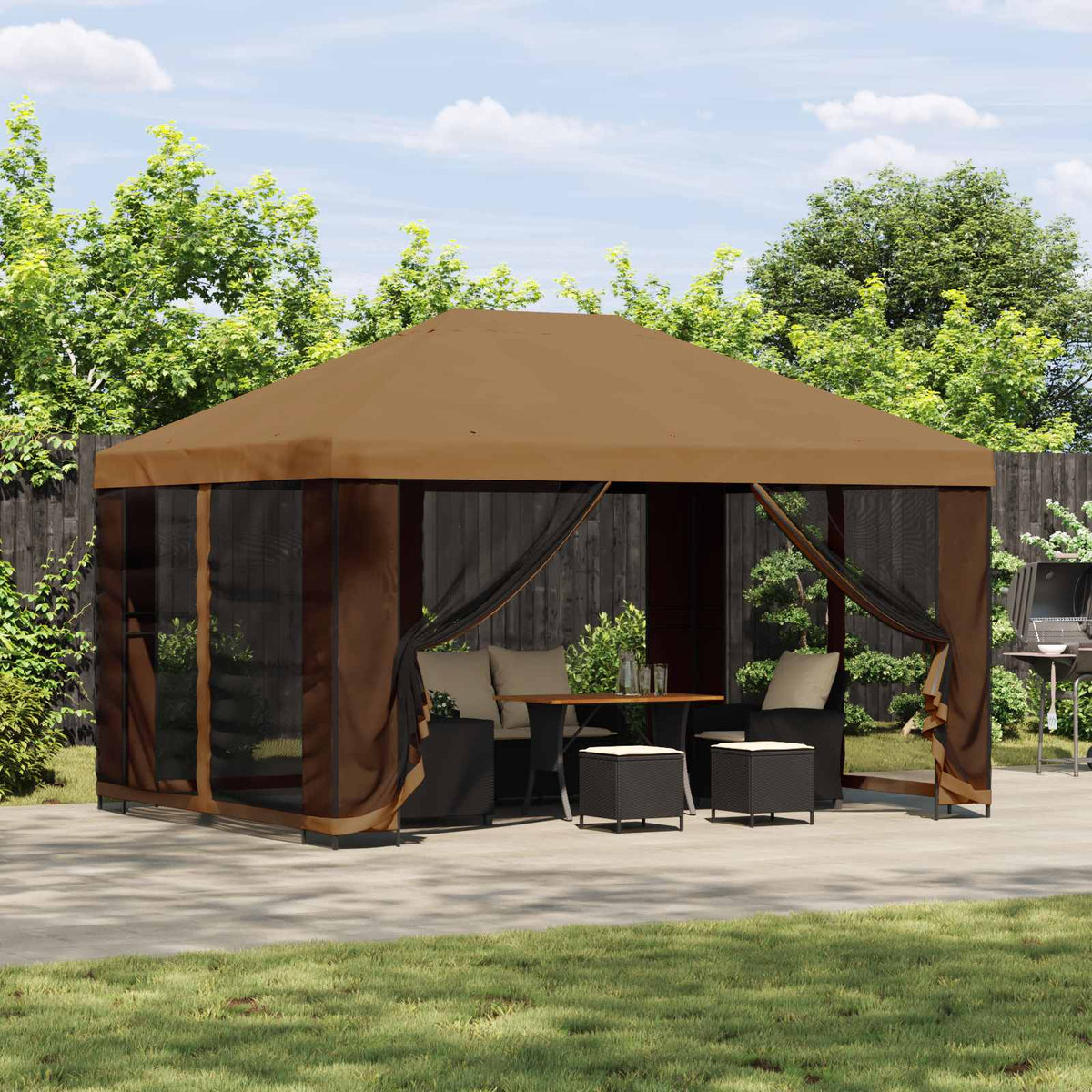 Paviljoen Met Zijwanden 4 × 3 M Polyester En Staal