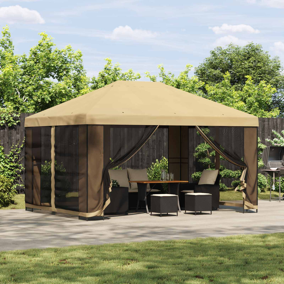 Paviljoen Met Zijwanden 4 × 3 M Polyester En Staal