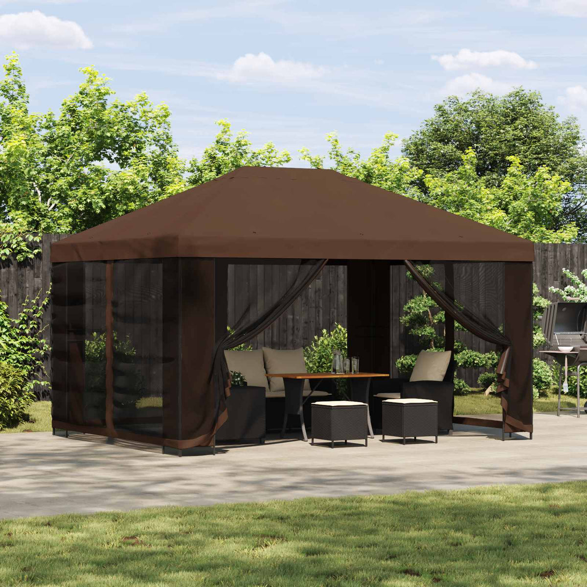 Paviljoen Met Zijwanden 4 × 3 M Polyester En Staal