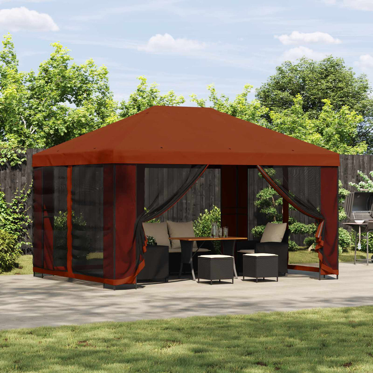 Paviljoen Met Zijwanden 4 × 3 M Polyester En Staal