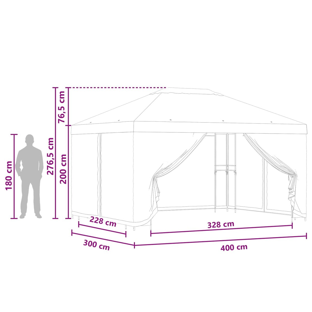 Paviljoen Met Zijwanden 4 × 3 M Polyester En Staal