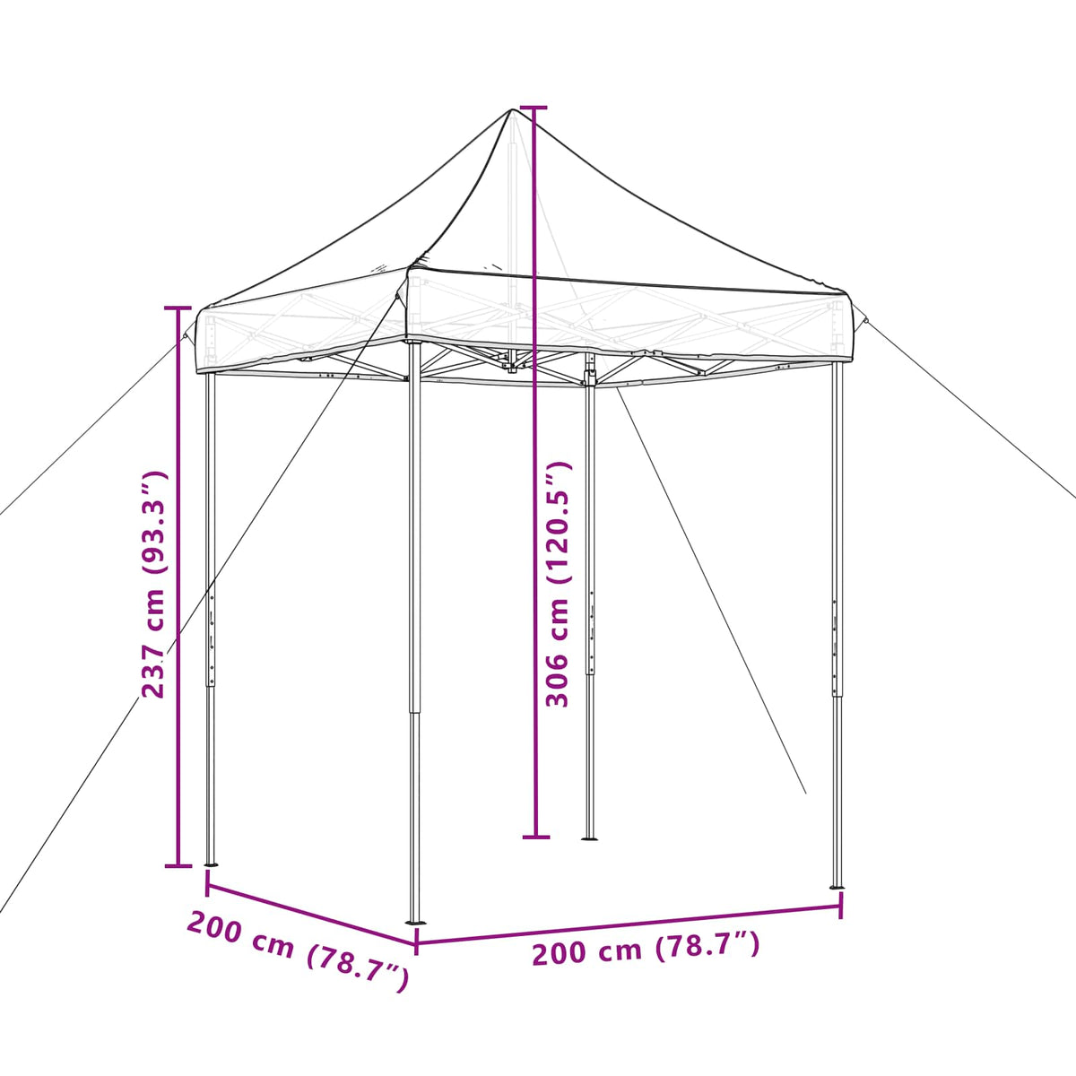 Partytent 200 X 200 X 306 Cm Oxford Stof