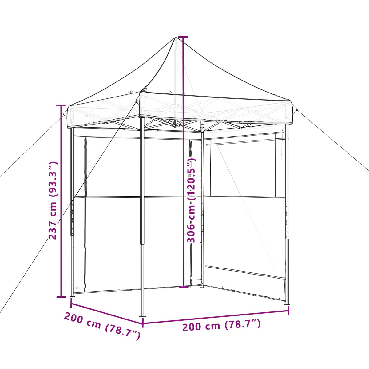 Partytent 200 X 200 X 306 Cm Oxford Stof