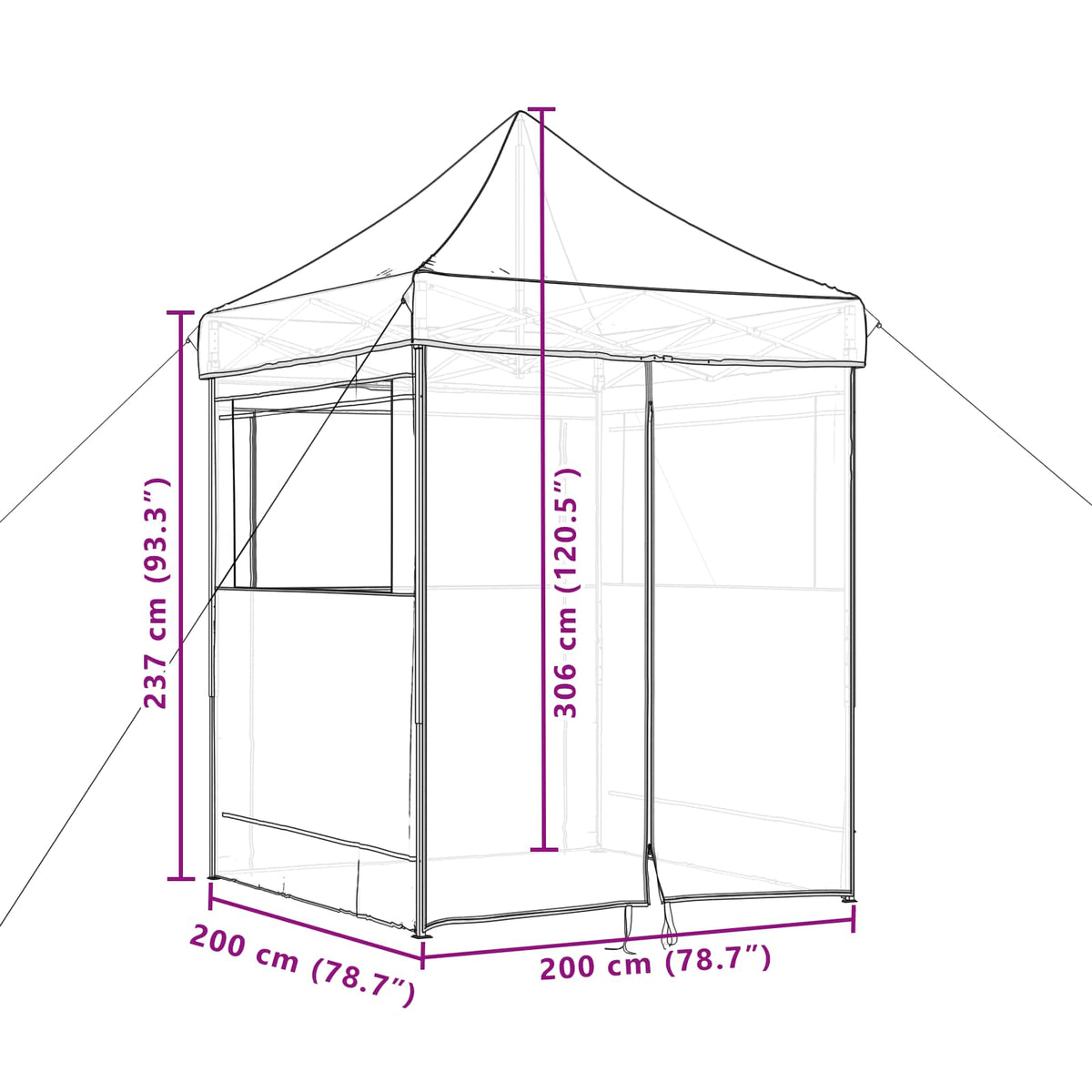 Partytent 200 X 200 X 306 Cm Oxford Stof