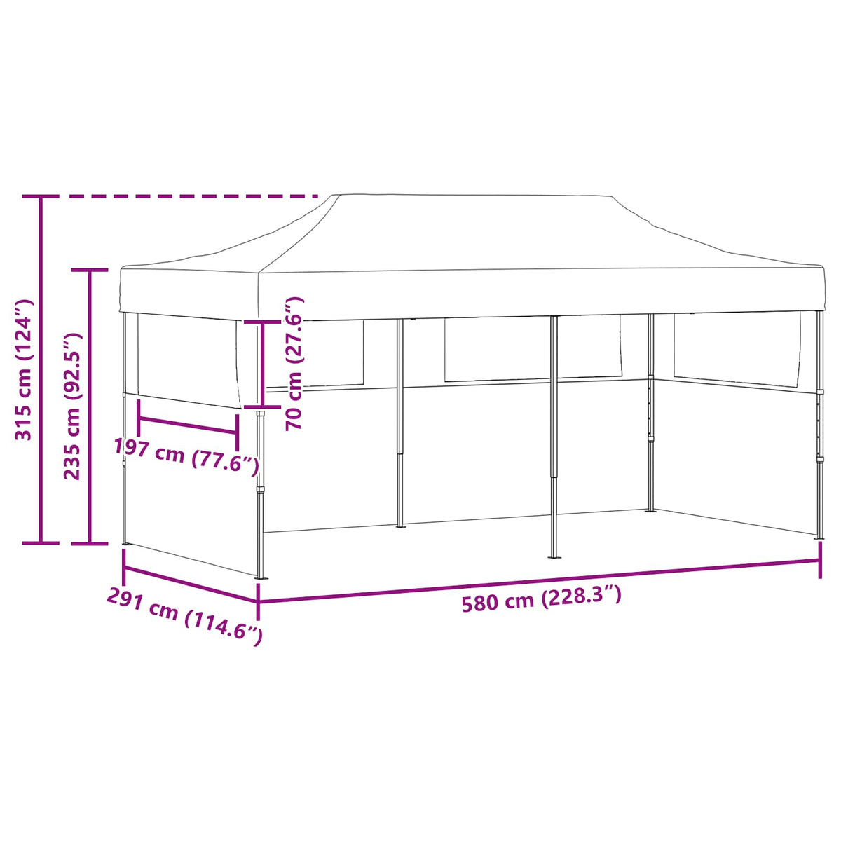 Partytent 291 X 580 X 315 Cm Oxford Stof