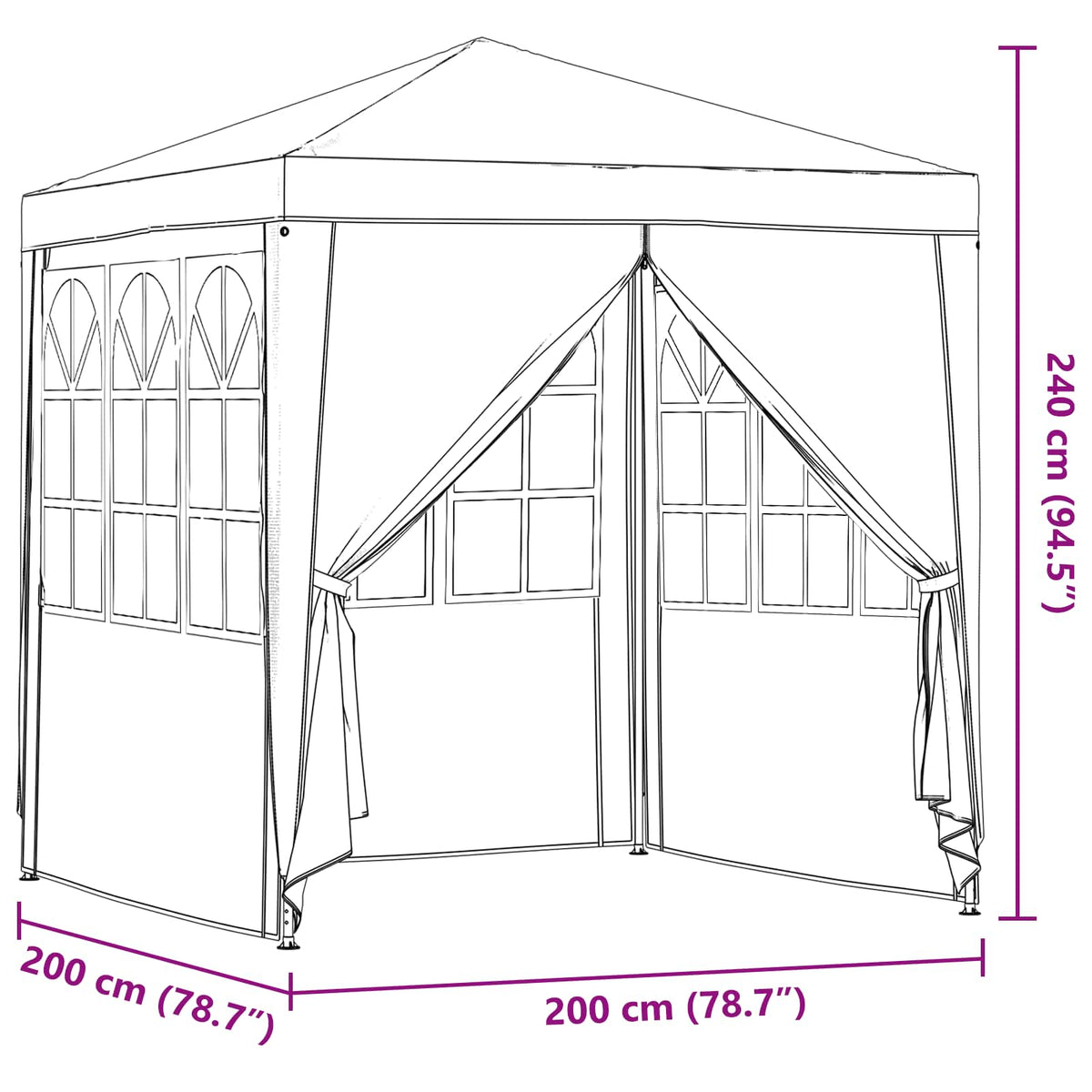 Partytent 200 X 200 X 240 Cm Pe En Staal