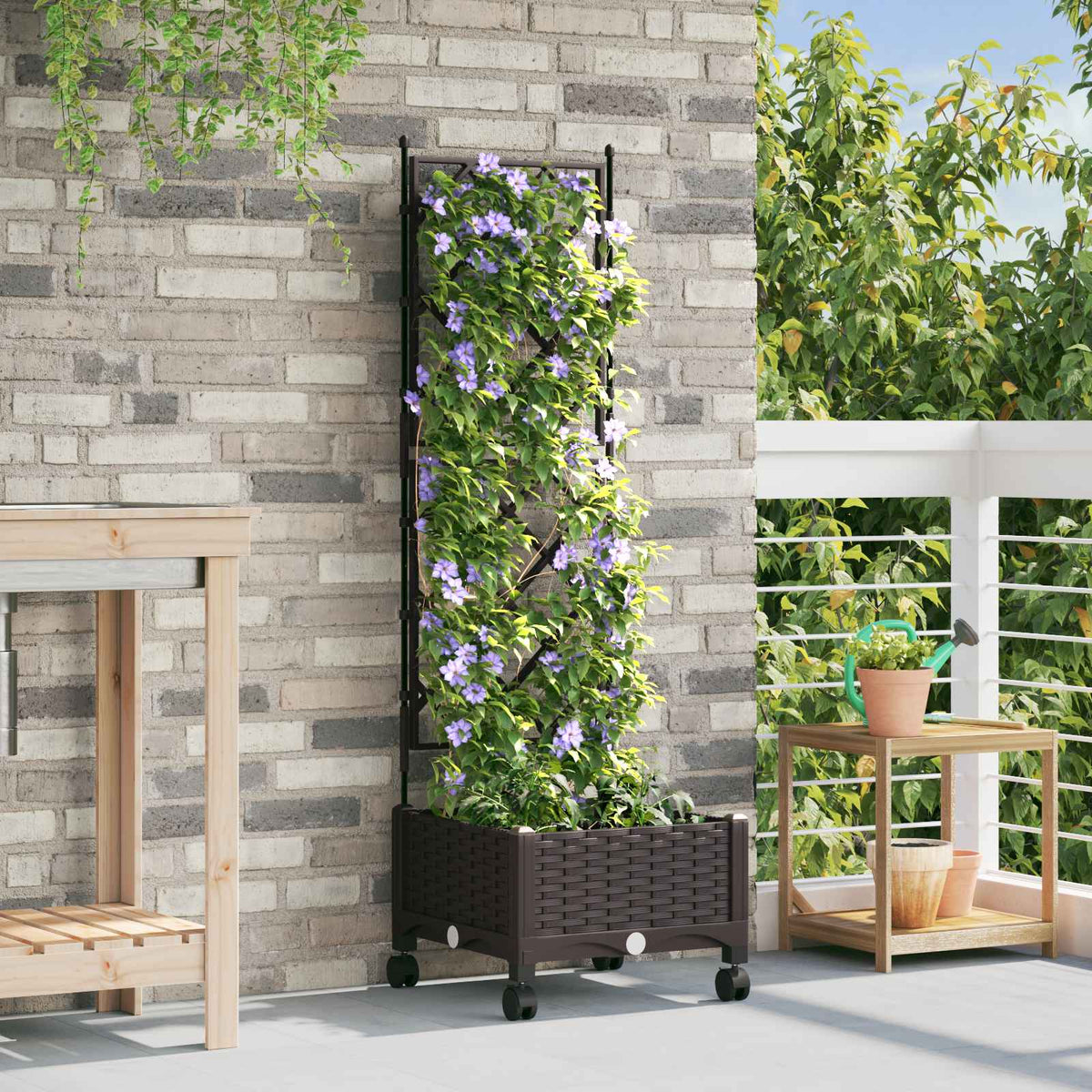 Tuinsteker Met Schutting En Wielen 3 St 120 X 40 X 149 Cm