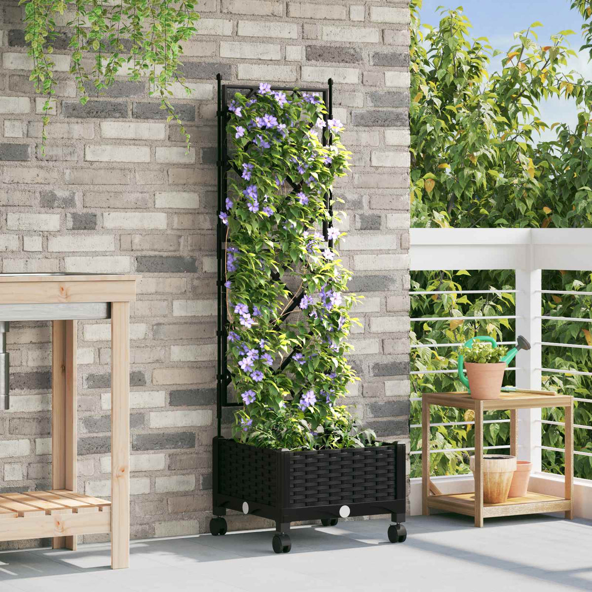 Tuinsteker Met Schutting En Wielen 3 St 120 X 40 X 149 Cm