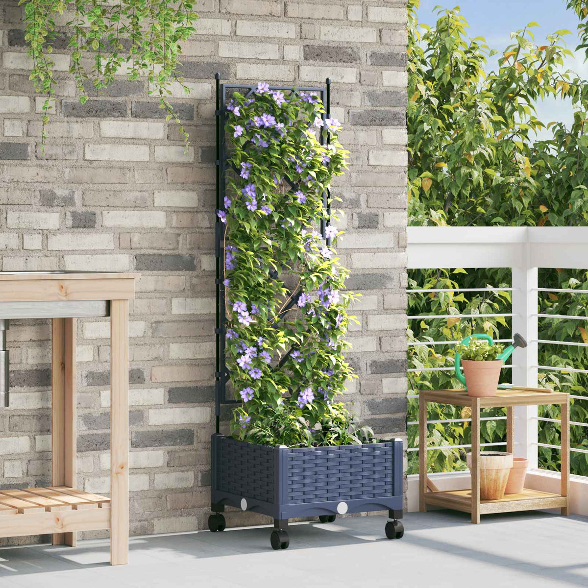 Tuinsteker Met Schutting En Wielen 3 St 120 X 40 X 149 Cm