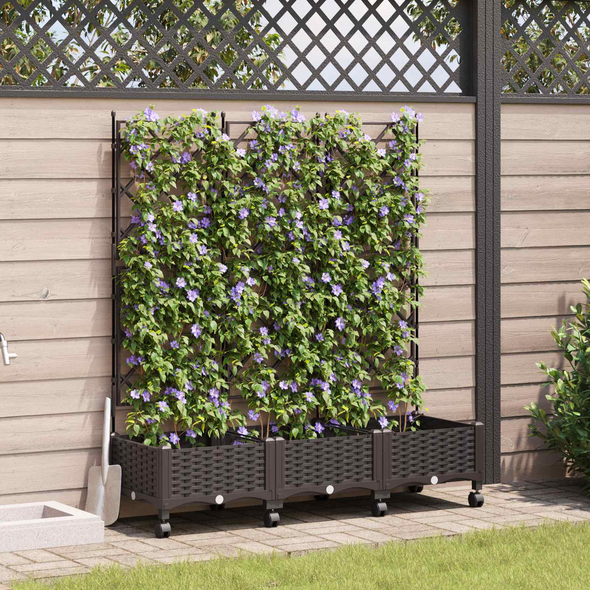 Tuinsteker Met Schutting En Wielen 3 St 120 X 40 X 149 Cm