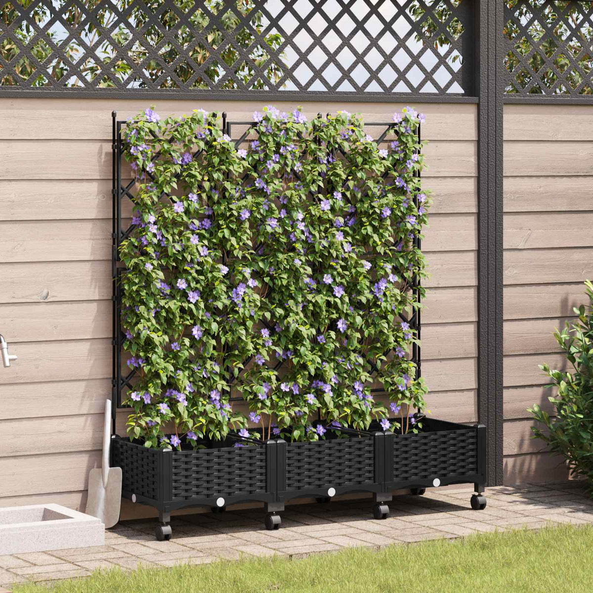 Tuinsteker Met Schutting En Wielen 3 St 120 X 40 X 149 Cm