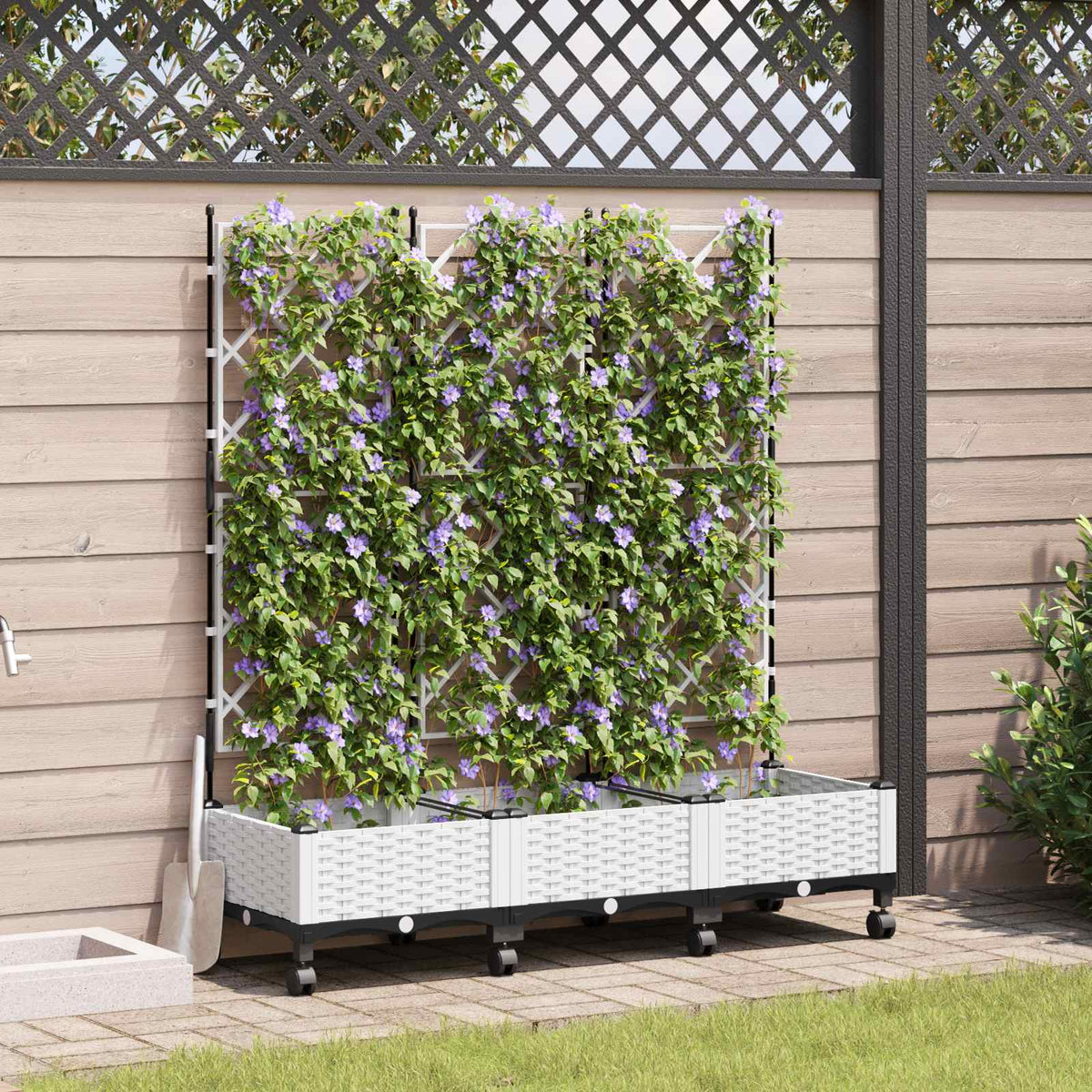 Tuinsteker Met Schutting En Wielen 3 St 120 X 40 X 149 Cm