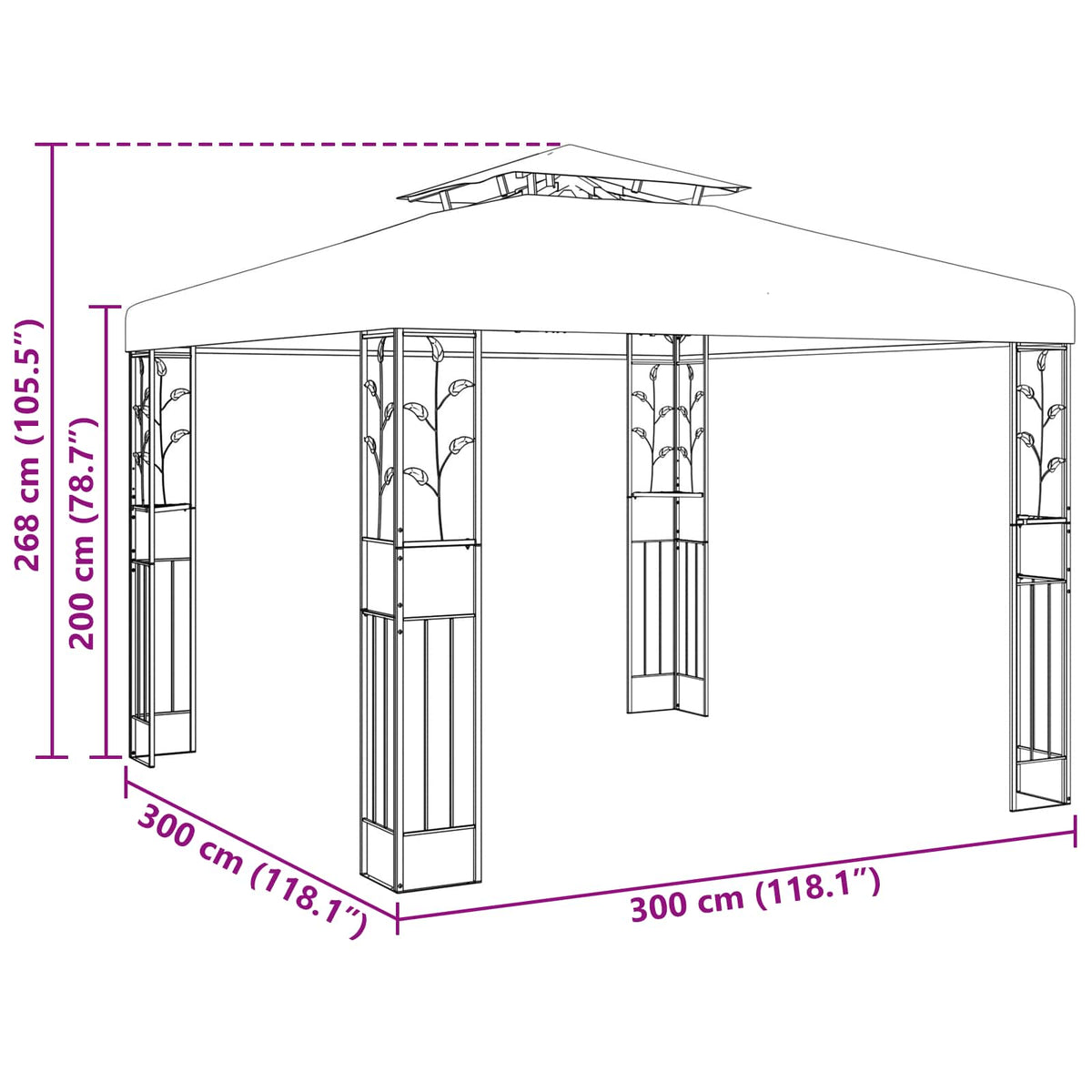 Prieel 3 X 3 X 2,68 M Groen Polyester En Staal