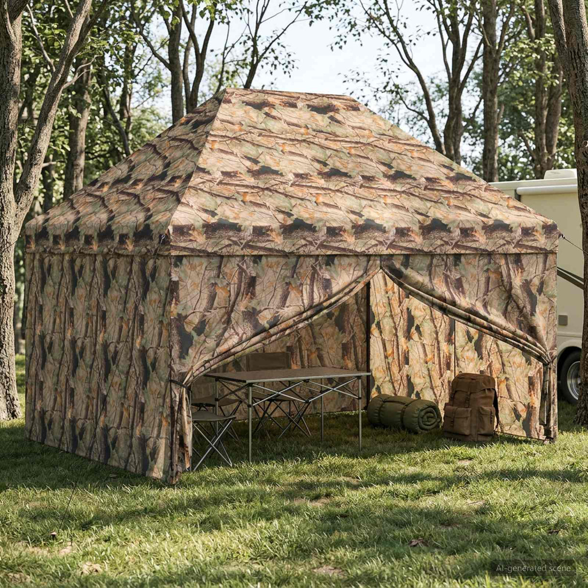 Pop-Up Gazebo Met 4 Zijwanden Bos Camouflage