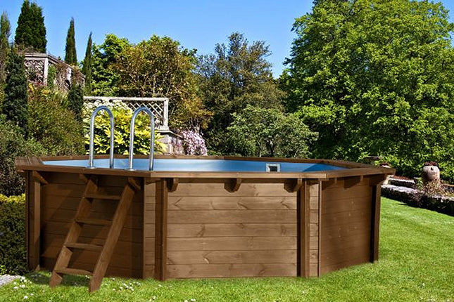 Interline piscina de madera Java redonda Ø440 x 136 cm paquete completo 