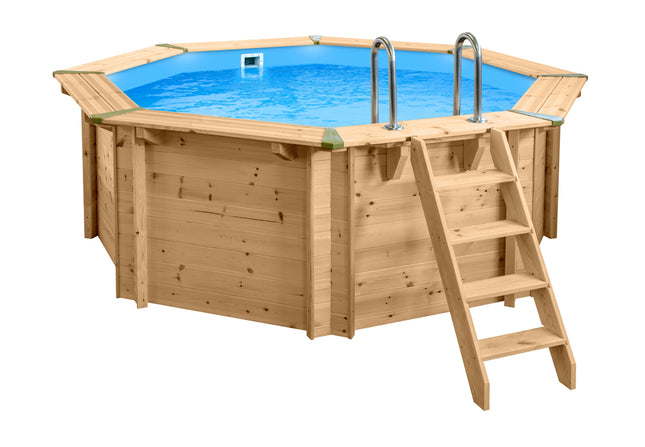 Interline piscina de madera Java redonda Ø355 x 116 cm paquete completo 