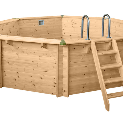 Interline piscina de madera Java redonda Ø440 x 136 cm paquete completo 