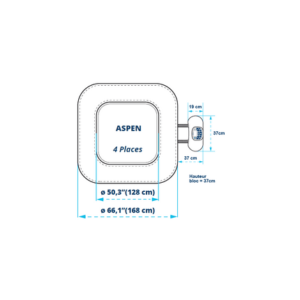 NetSpa Aspen inflable - 4 personas - Cuadrado