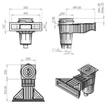 Skimmer de ligne de haute mer Hayward (liner et béton) - Gris clair