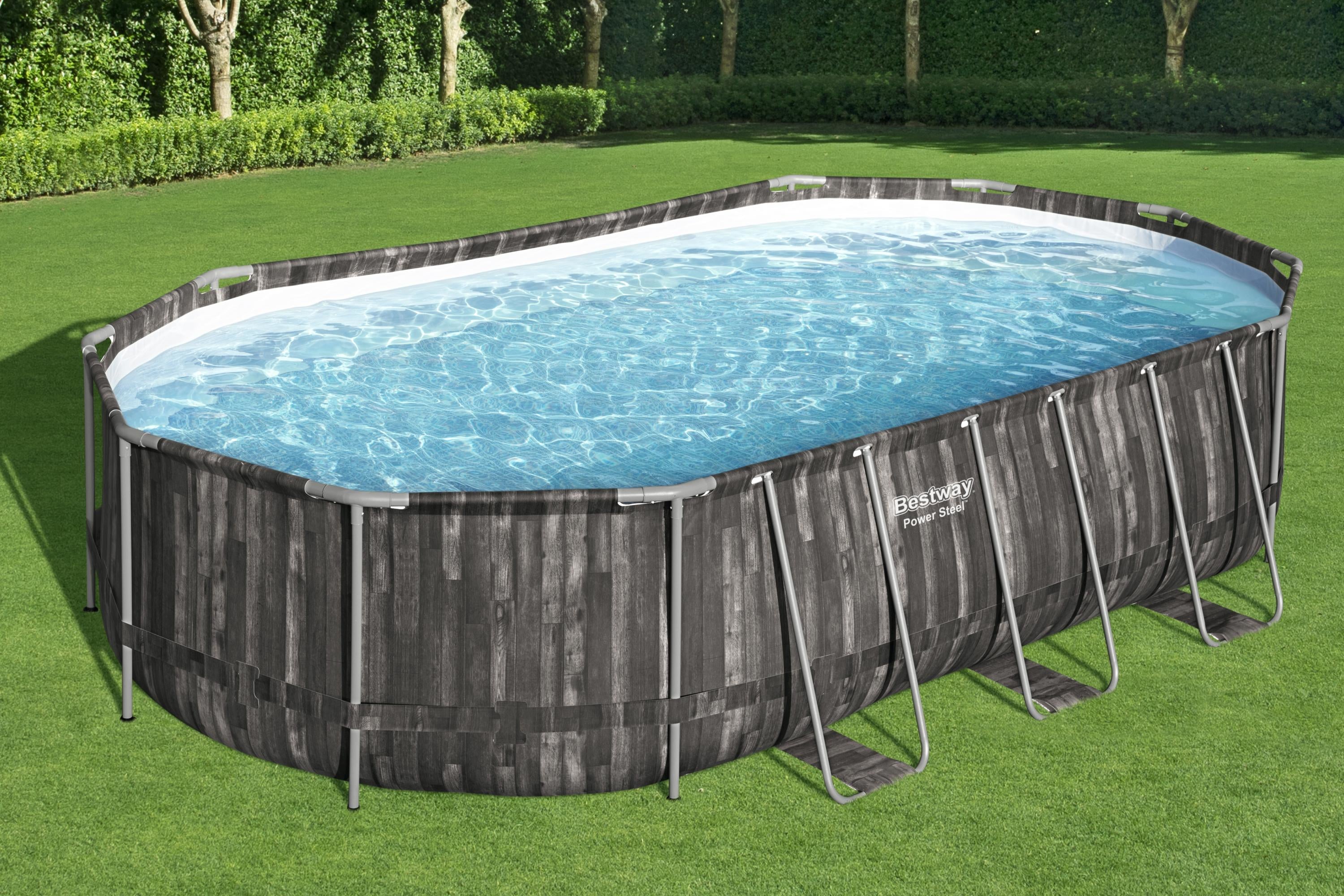 Bestway Power Steel Oval-Schwimmbecken 610 cm x 366 cm x 122 cm
