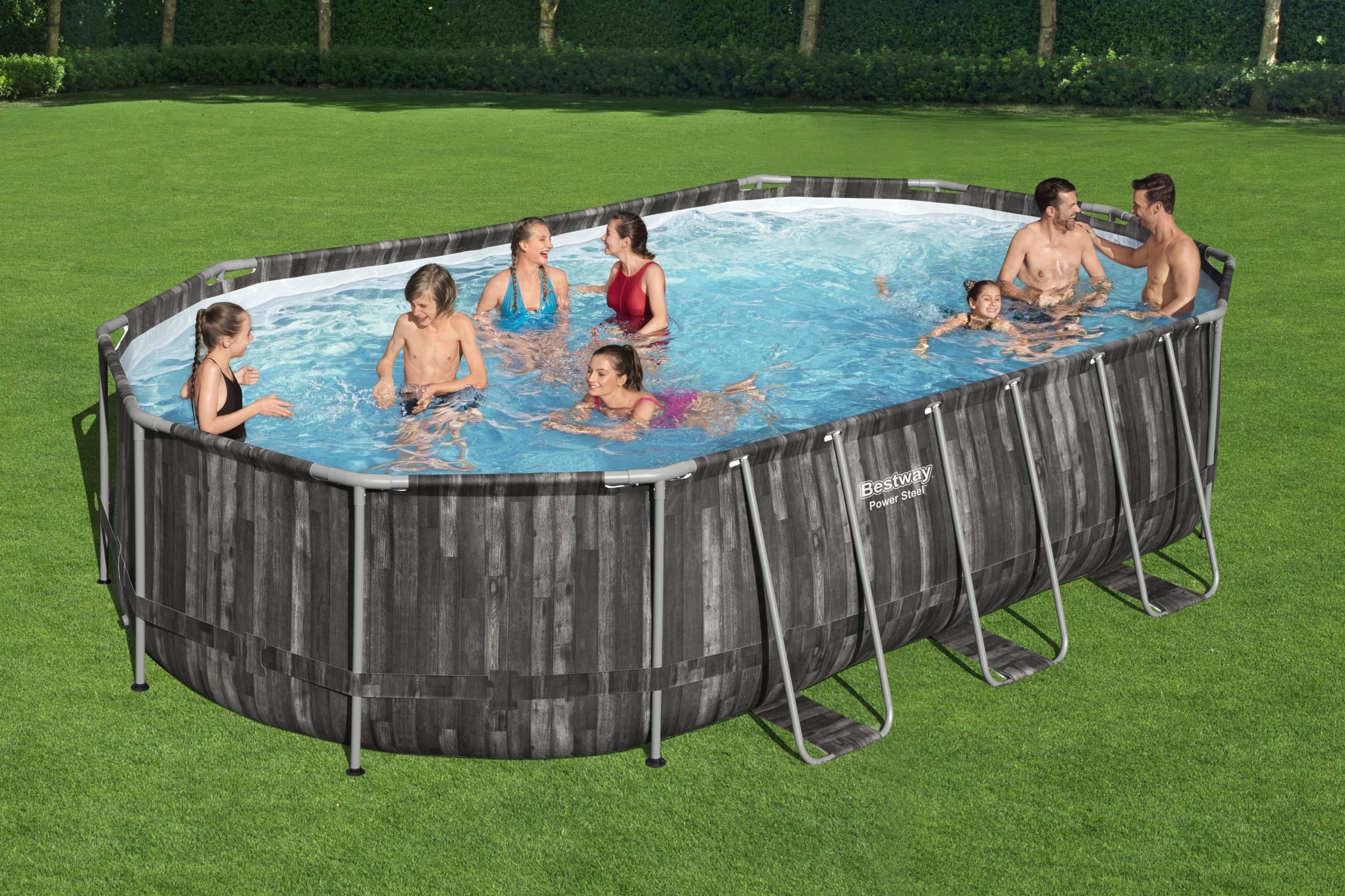 Bestway Power Steel Oval-Schwimmbecken 610 cm x 366 cm x 122 cm