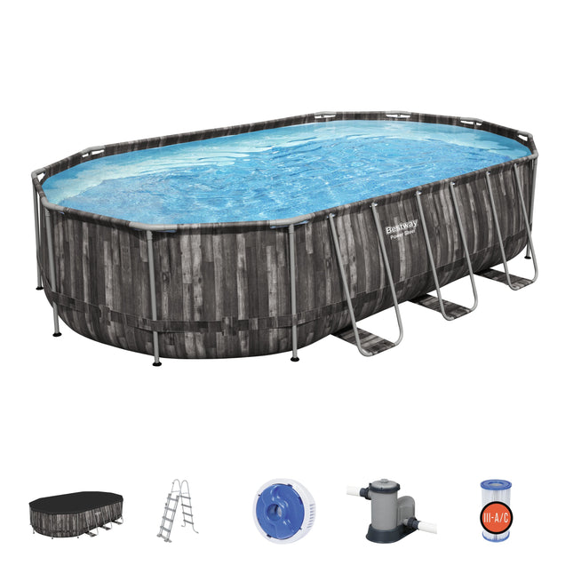 Bestway Power Steel Oval zwembad 610 cm x 366 cm x 122 cm