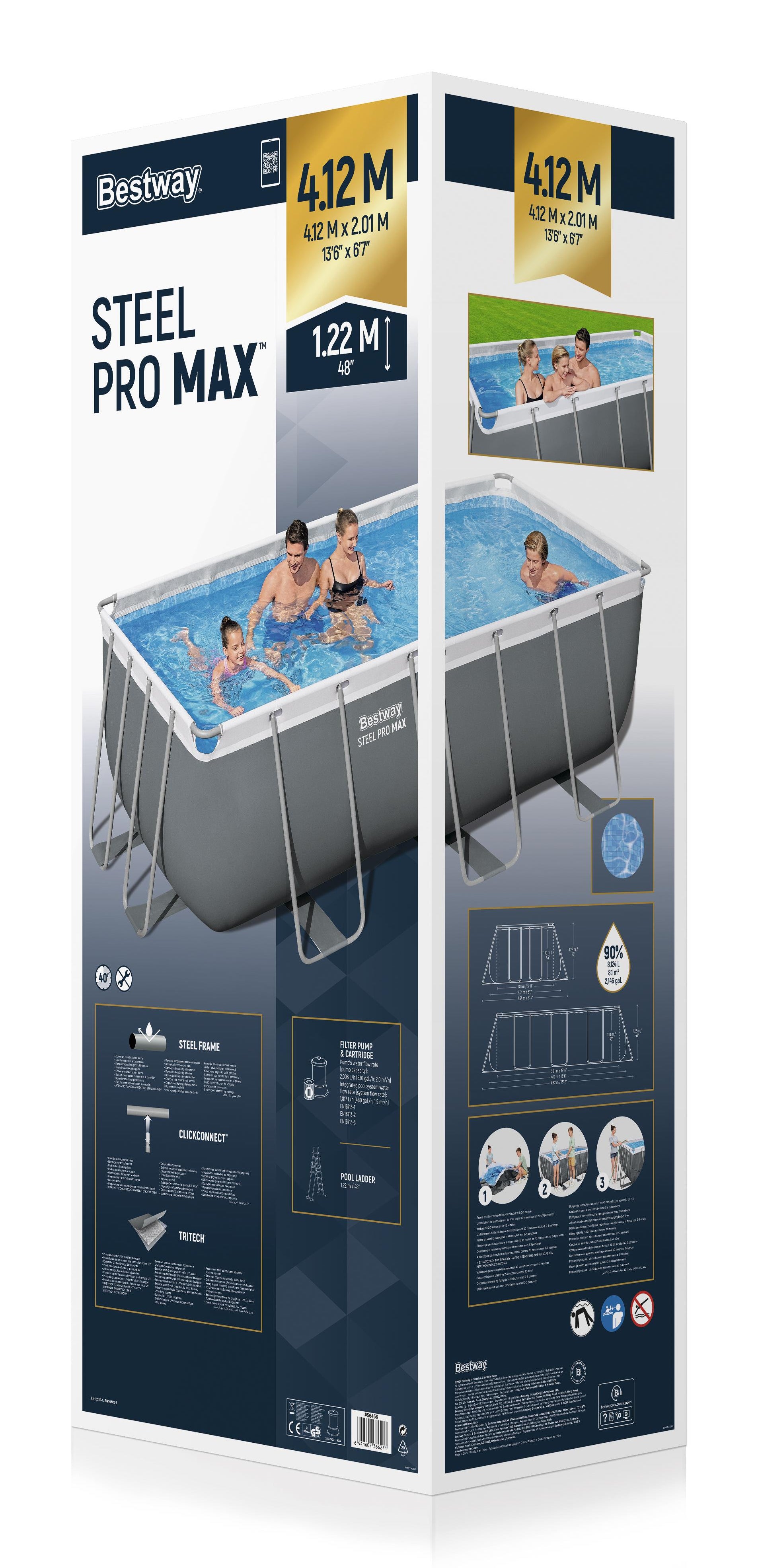 Bestway Steel Pro Max Bovengronds Zwembad Set 412 cm x 201 x 122 cm