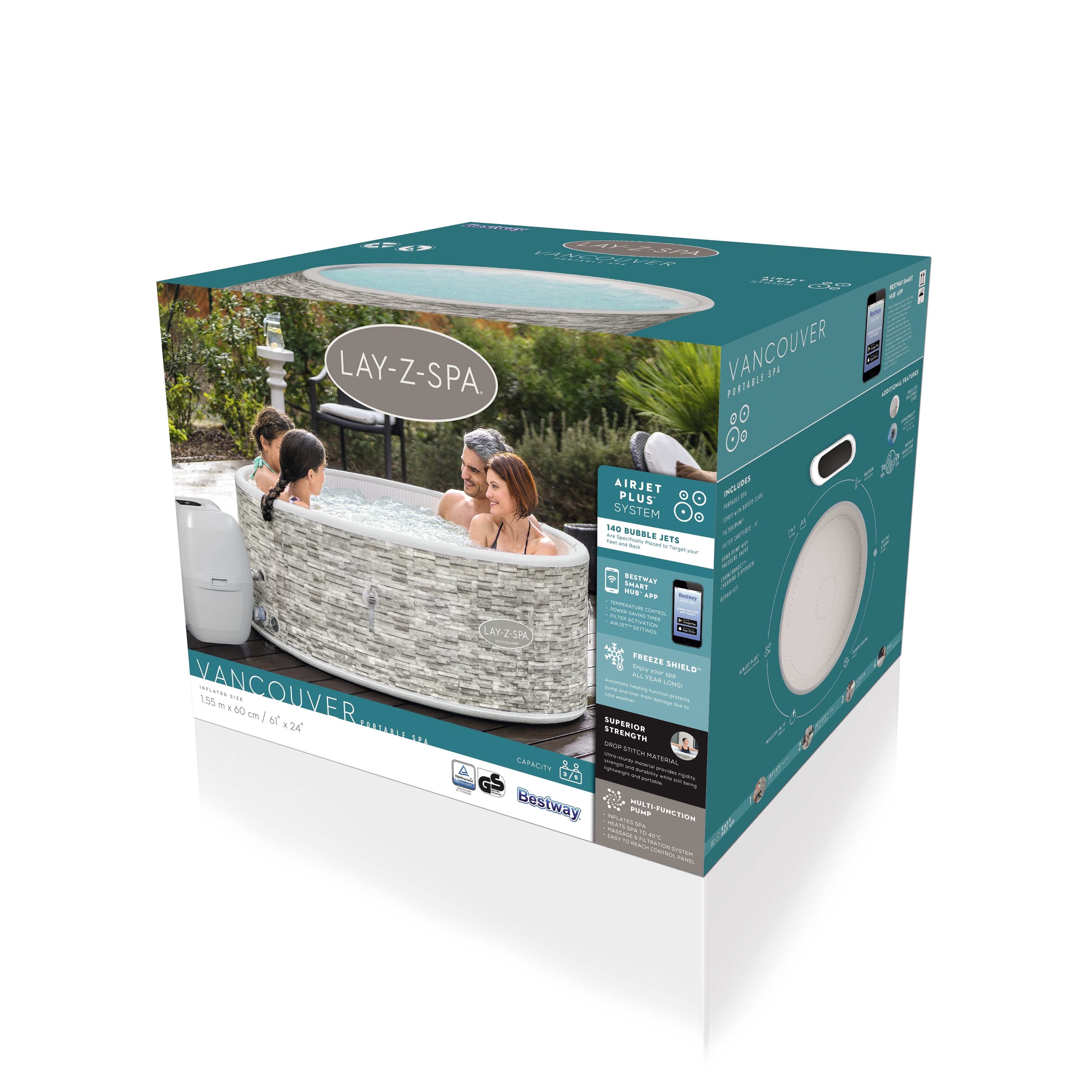 Lay-Z Spa Vancouver Airjet Plus aufblasbares Spa – 5 Personen