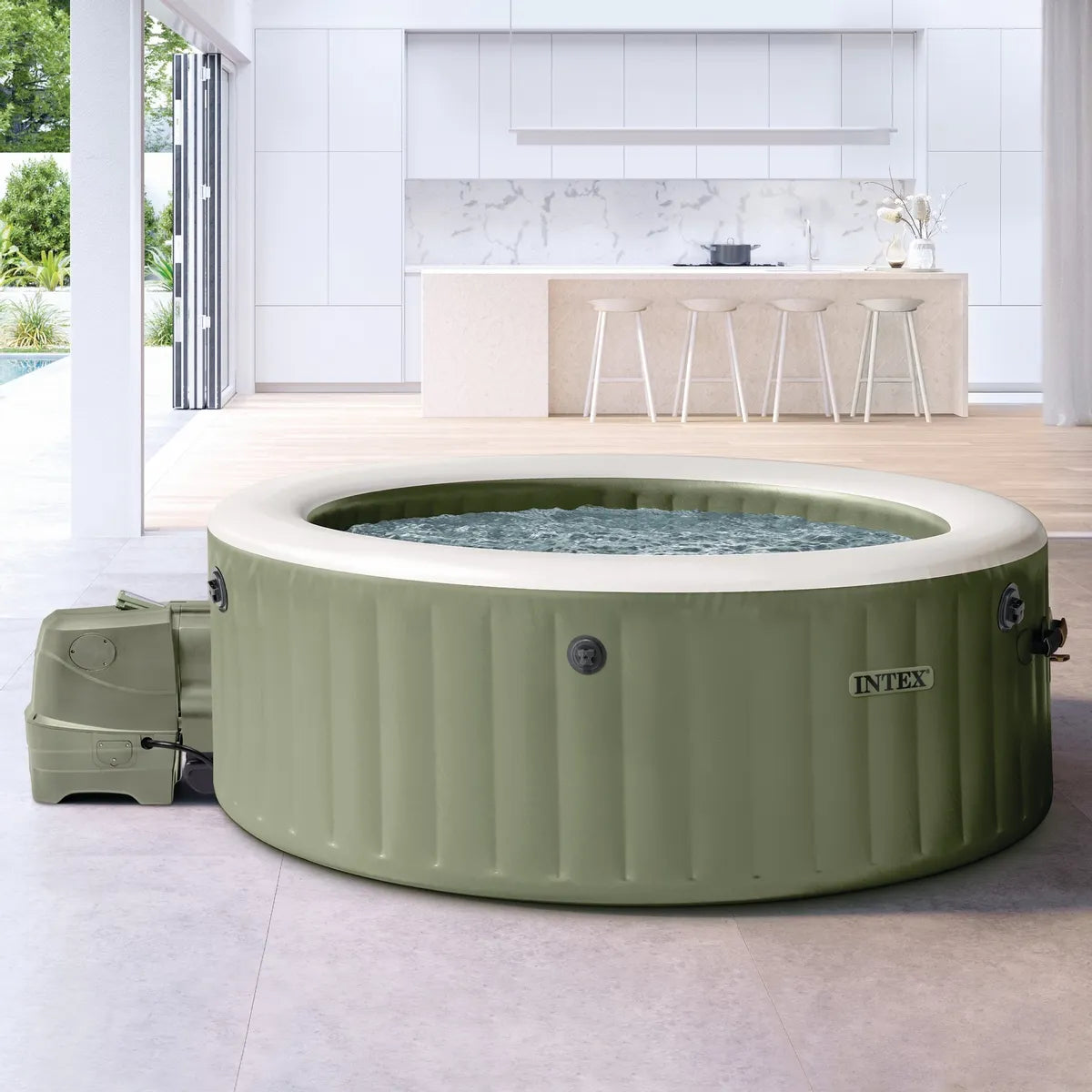 Intex Pure Spa Bubble Massage Olive Green – 4‑persoons