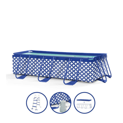 Piscina con estructura Swim Essentials de 260 cm x 160 cm x 65 cm, color azul y blanco