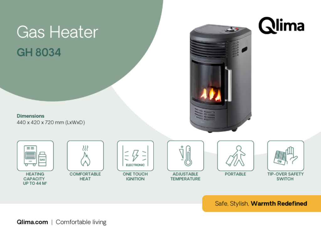 Qlima GH 8034 Gasofen – Schwarz