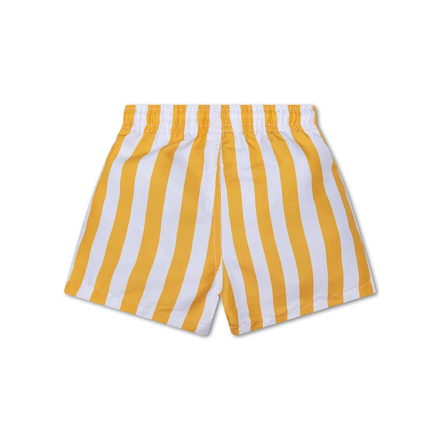 Pantaloncini da bagno UV da ragazzo a righe gialle/bianche