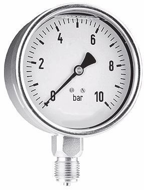 Manometer Edelstahl 63 mm Glycerin, 0–6 bar